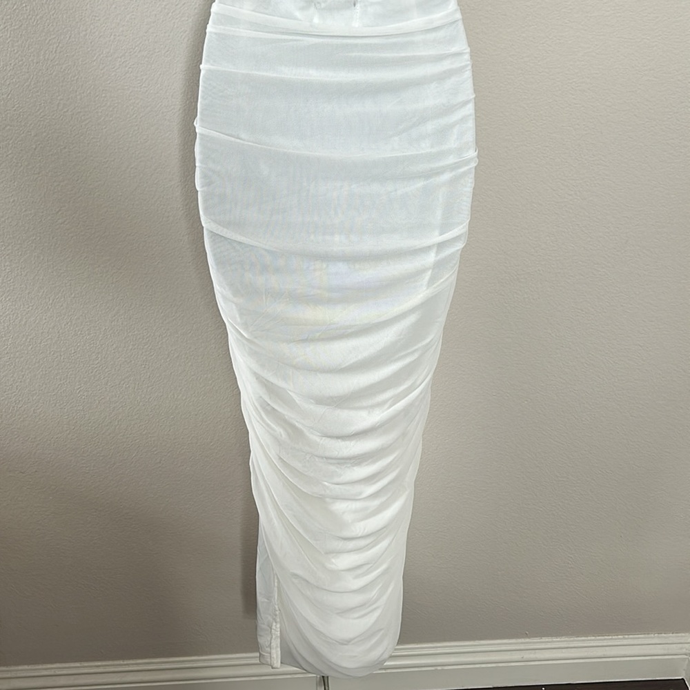 Princess Polly Alice White Ruched Cutout Ruched Midi Dress - Picture 10 of 13